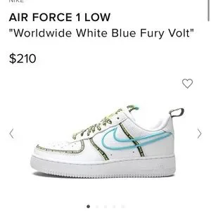 スニーカー Nike Air Force 1 Low Worldwide White Blue Fury Volt NIKE Air Force 1 Low 